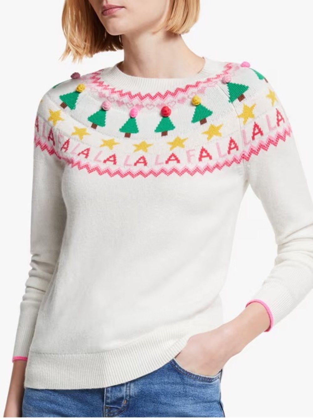Boden Fair Isle Holiday Jumper FaLaLa Knit Sweater Wool Blend Christmas Tree
